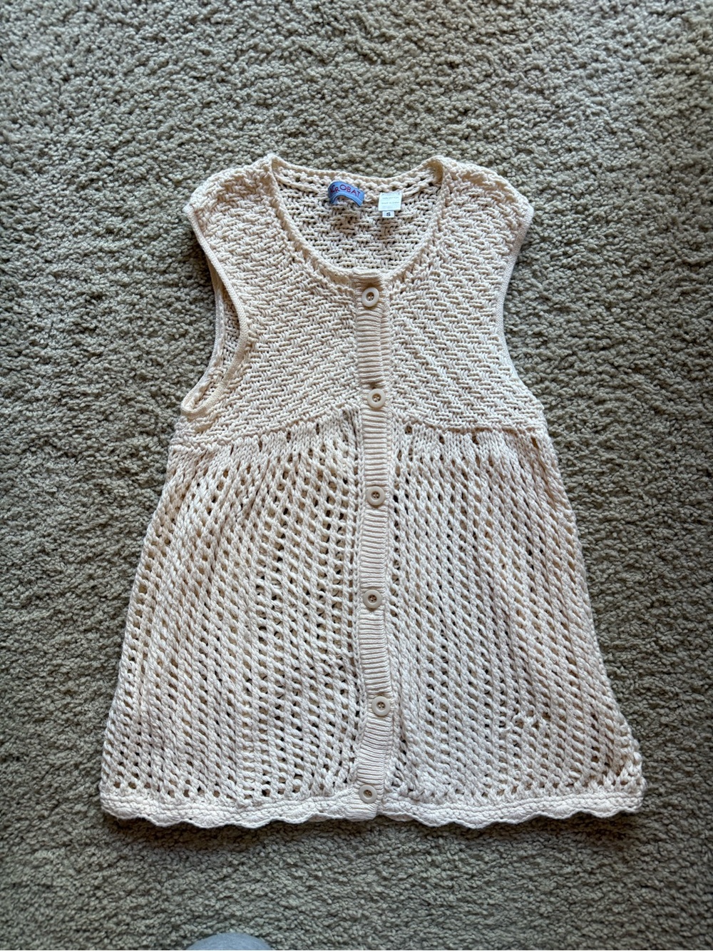 Acrobat Cream Openwork Knit Button-Front Top